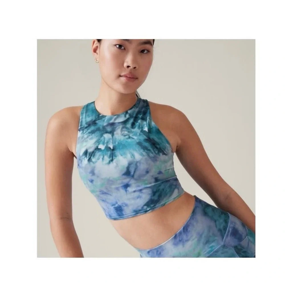 Athleta Sport Bras | NWT! Conscious Crop Printed Longline Sport Bra‎ in XS